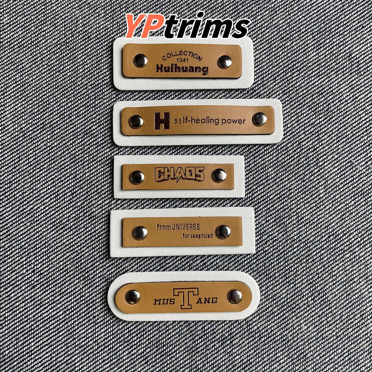 wholesale riveted leather badge in layered design for menswear & streetwear | fashion trim supplier