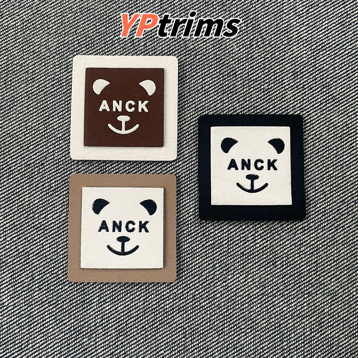 custom bear smiley face pu leather patch for hats, shoes & clothing – trendy sew-on label supplier