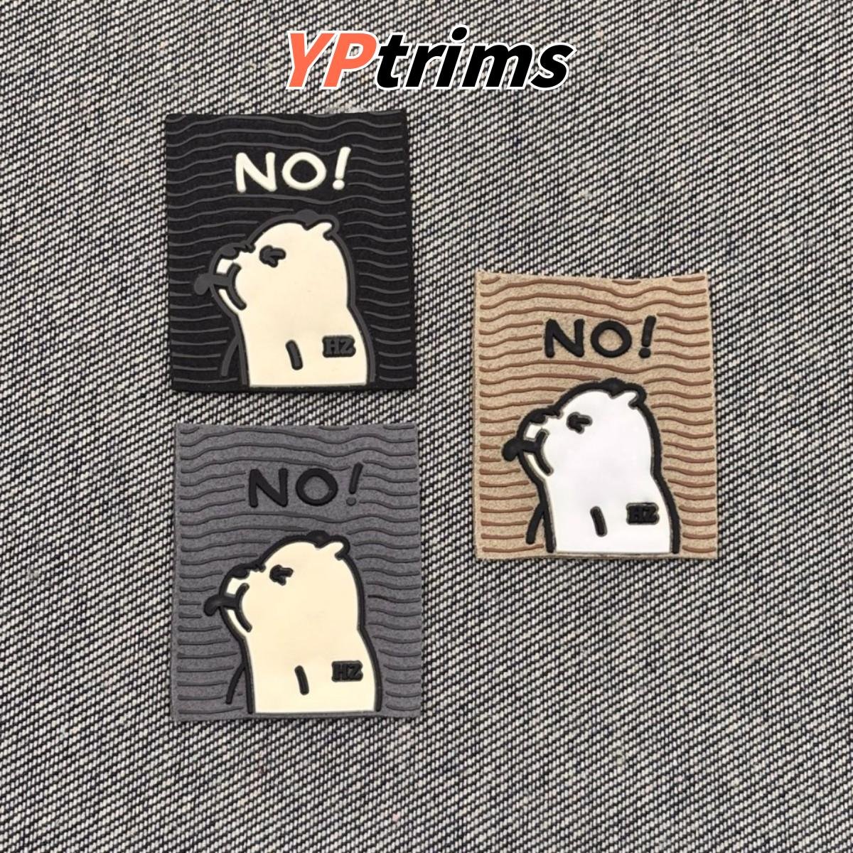 custom cartoon pu silicone labels for kids clothing – dog soft patch hat & t-shirt factory