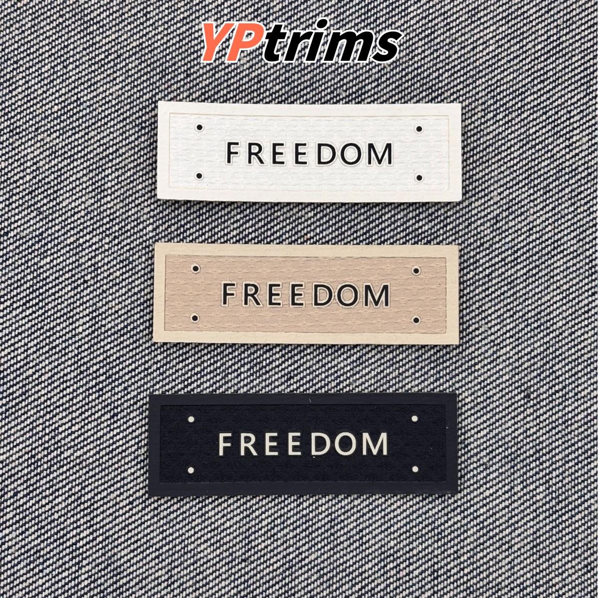custom rectangle leather patch with silicone printing | minimalist sew-on label for menswear supplier