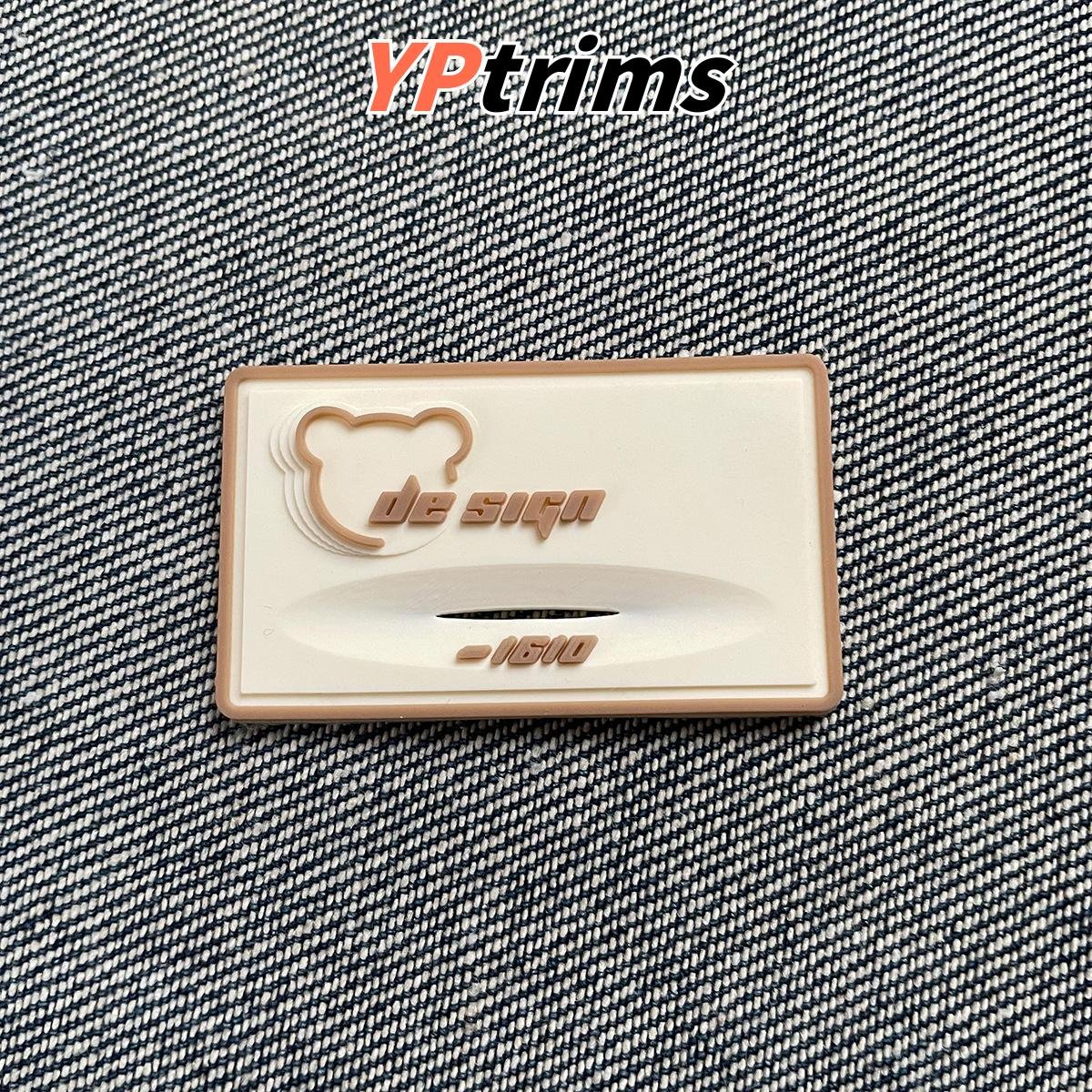 custom pvc bear logo patch – 3d rubber label for shoes, hats & streetwear accessories