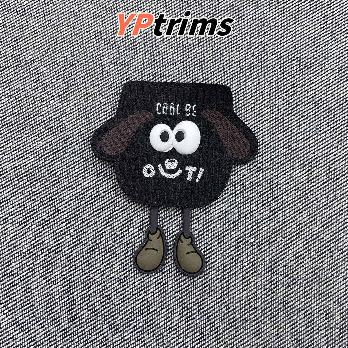custom cute dog cloth label with long ears & big eyes – apparel pocket patch supplier