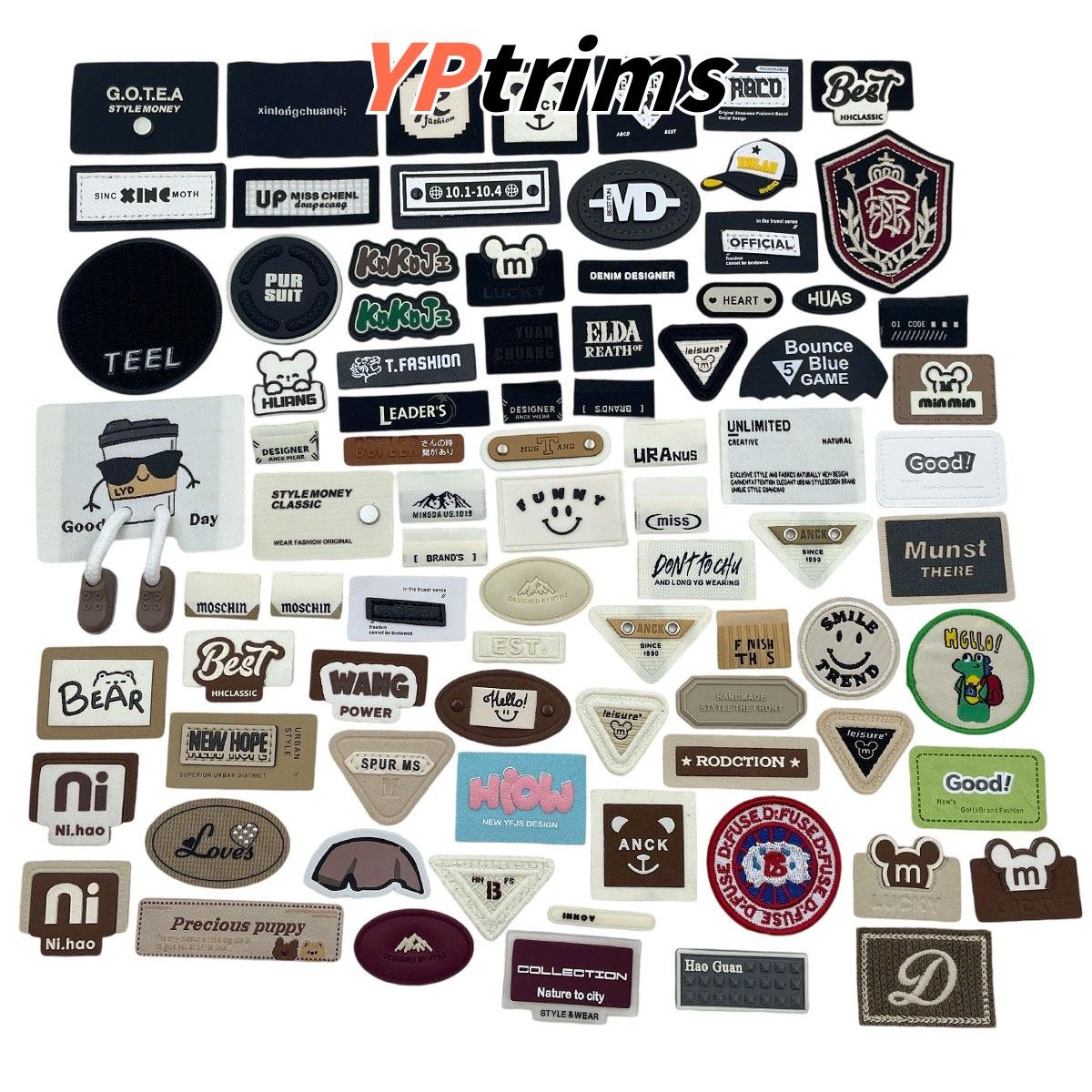 custom woven damask drop-plastic pvc patch round embroidered logo for kids streetwear backpacks wholesaler