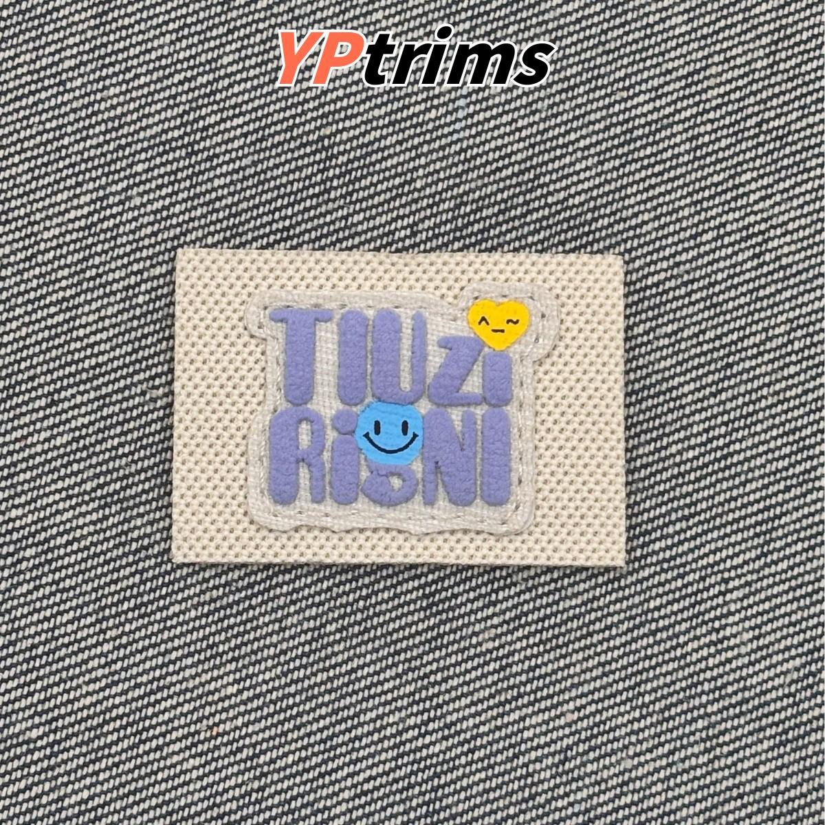 custom colorful alphabet fabric label – cute cartoon canvas patch for kids & pet clothing manufacturer