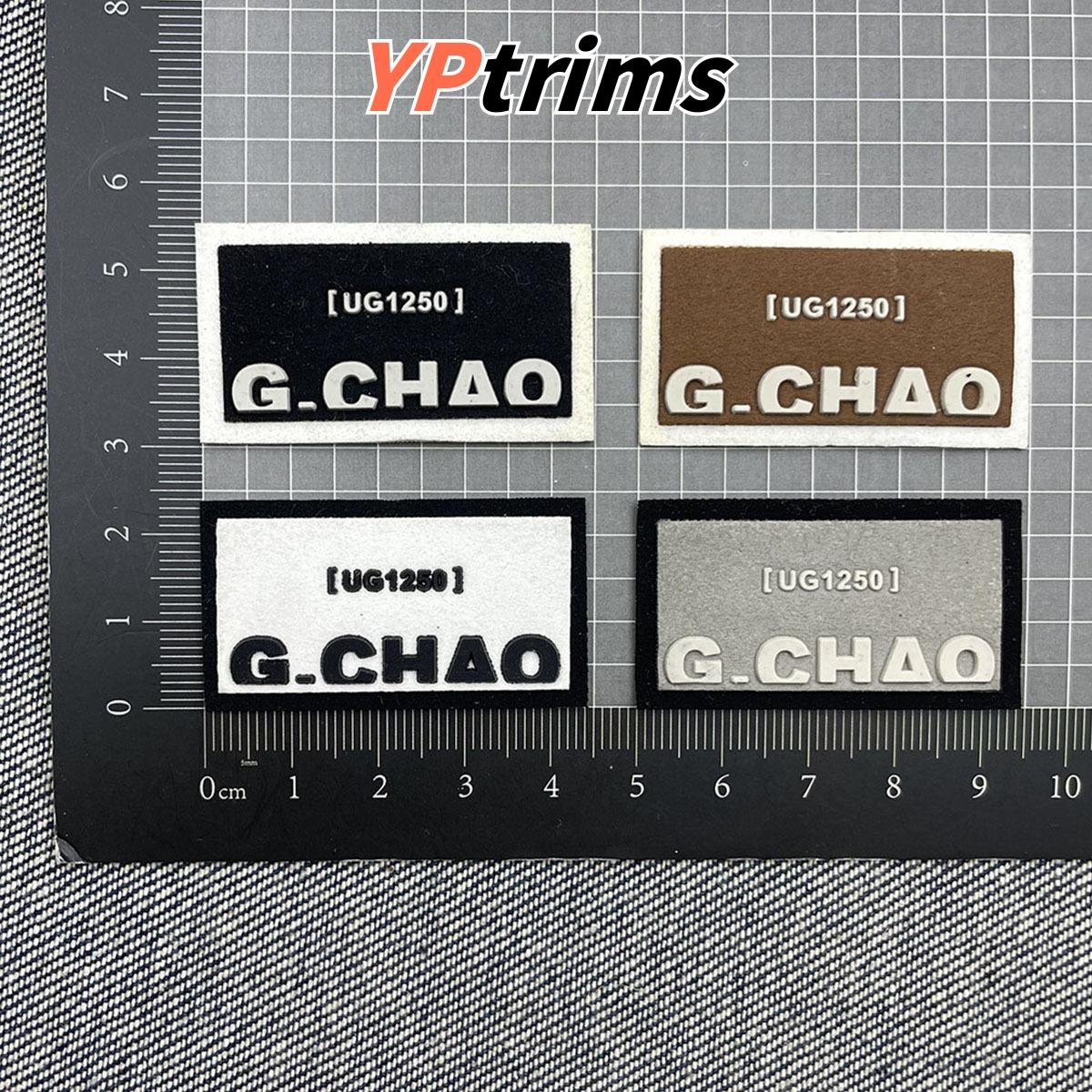 custom rectangle leather patch with 3d english lettering for backpacks & kidswear | factory