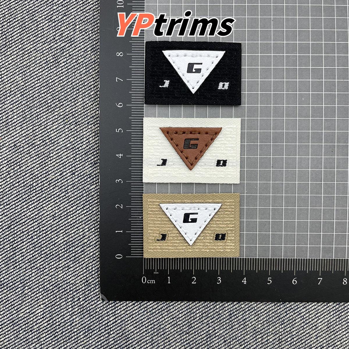 custom double layer sewn leather with fabric base patch letter g for backpacks & apparel | factory