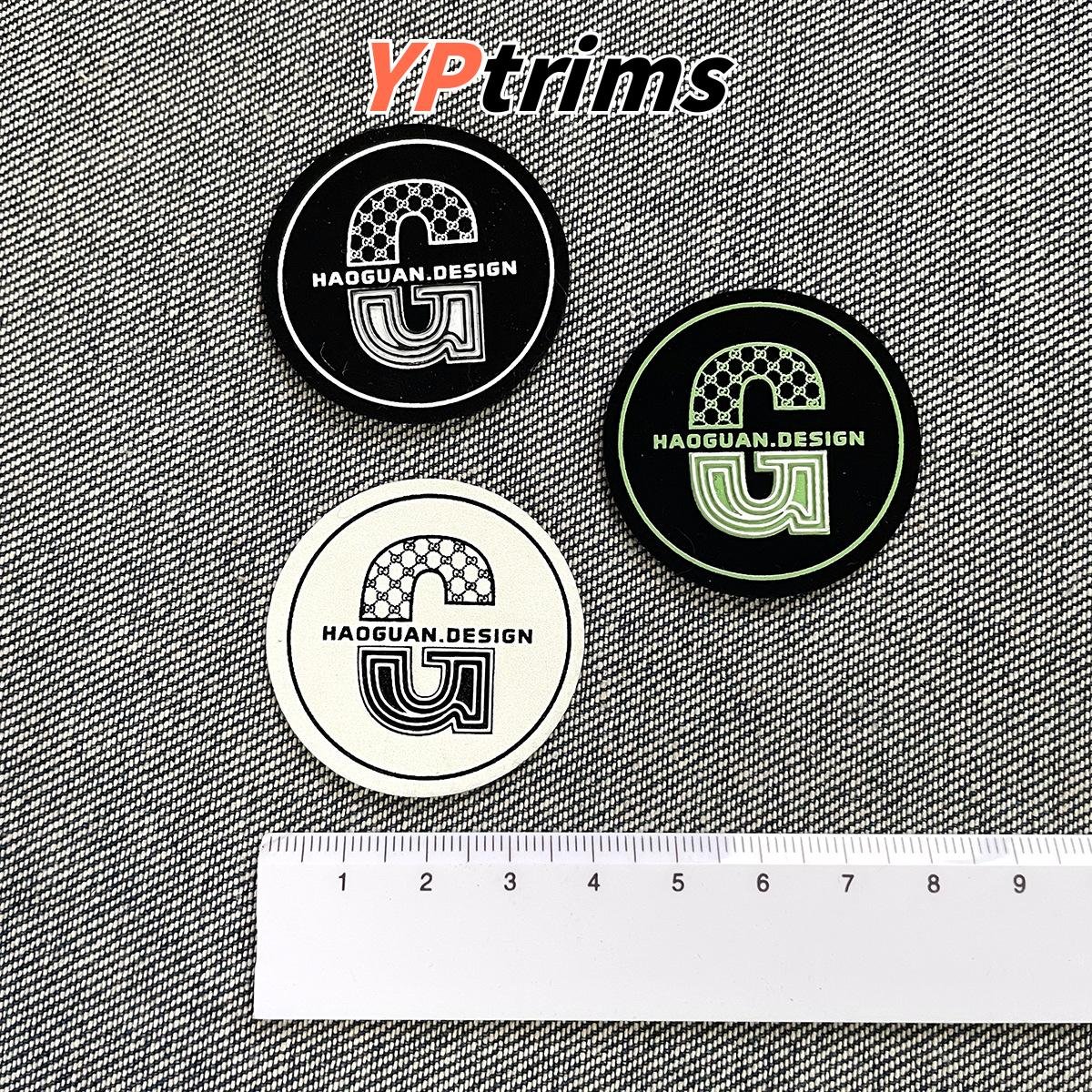 custom round letter g leather patch – thin style sew-on & rivet label for hats and streetwear | factory