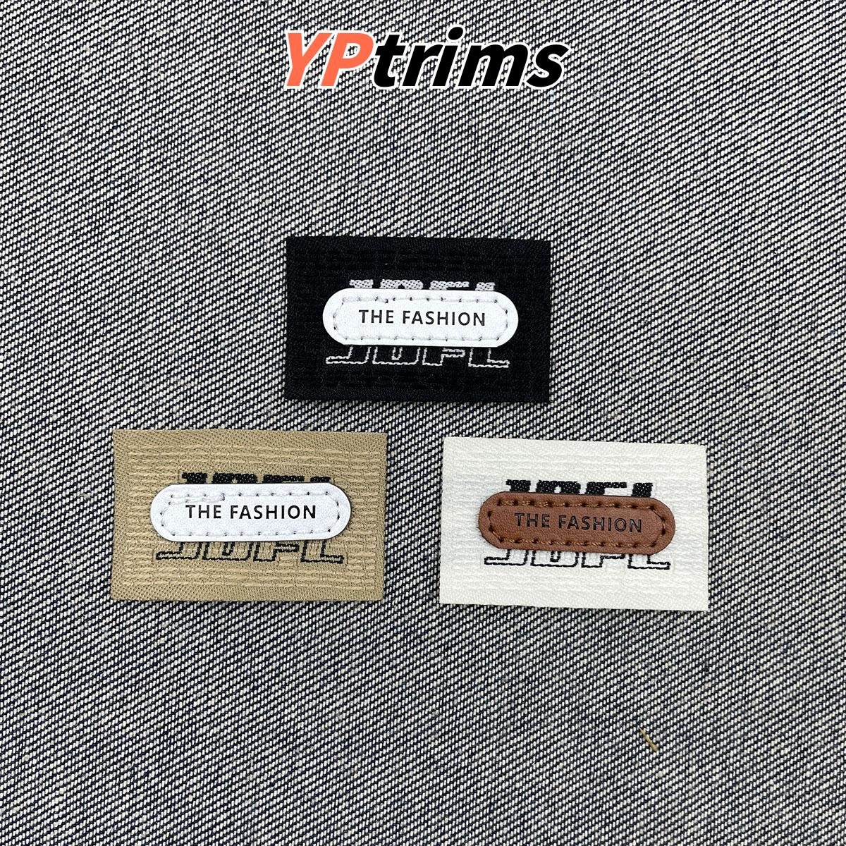 custom double-layer fabric base leather patch – rectangular fashion label for streetwear, backpacks & pet clothing factory