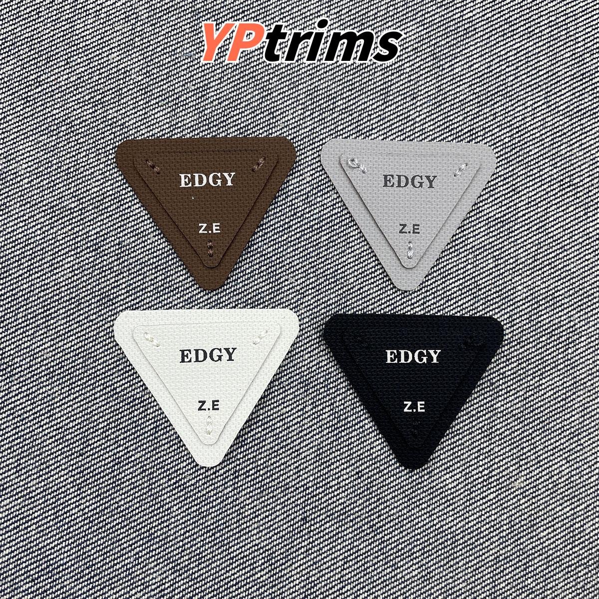 custom triangle double-layer fabric label – minimalist streetwear patch factory