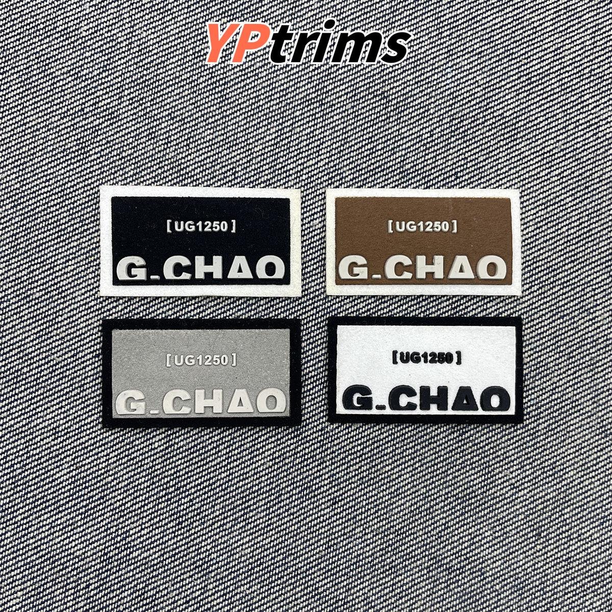 custom rectangle leather patch with 3d english lettering for backpacks & kidswear | factory