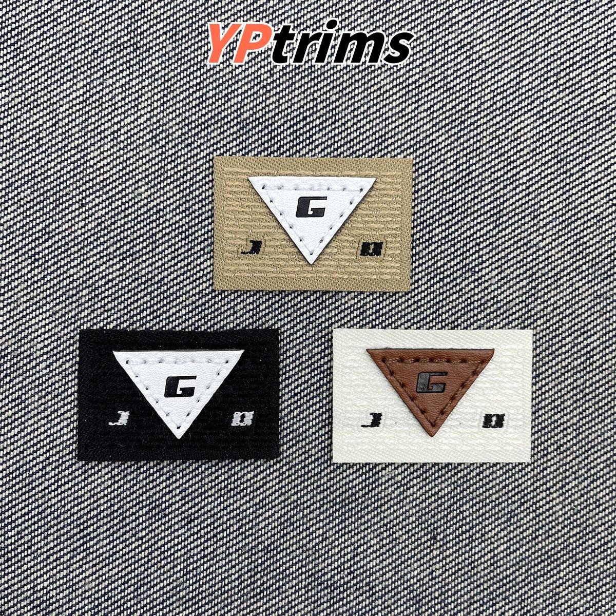 custom double layer sewn leather with fabric base patch letter g for backpacks & apparel | factory