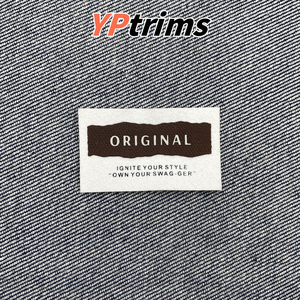 wholesale long square twill embossed english pu leather badge for t-shirts & streetwear – clothing accessories supplier