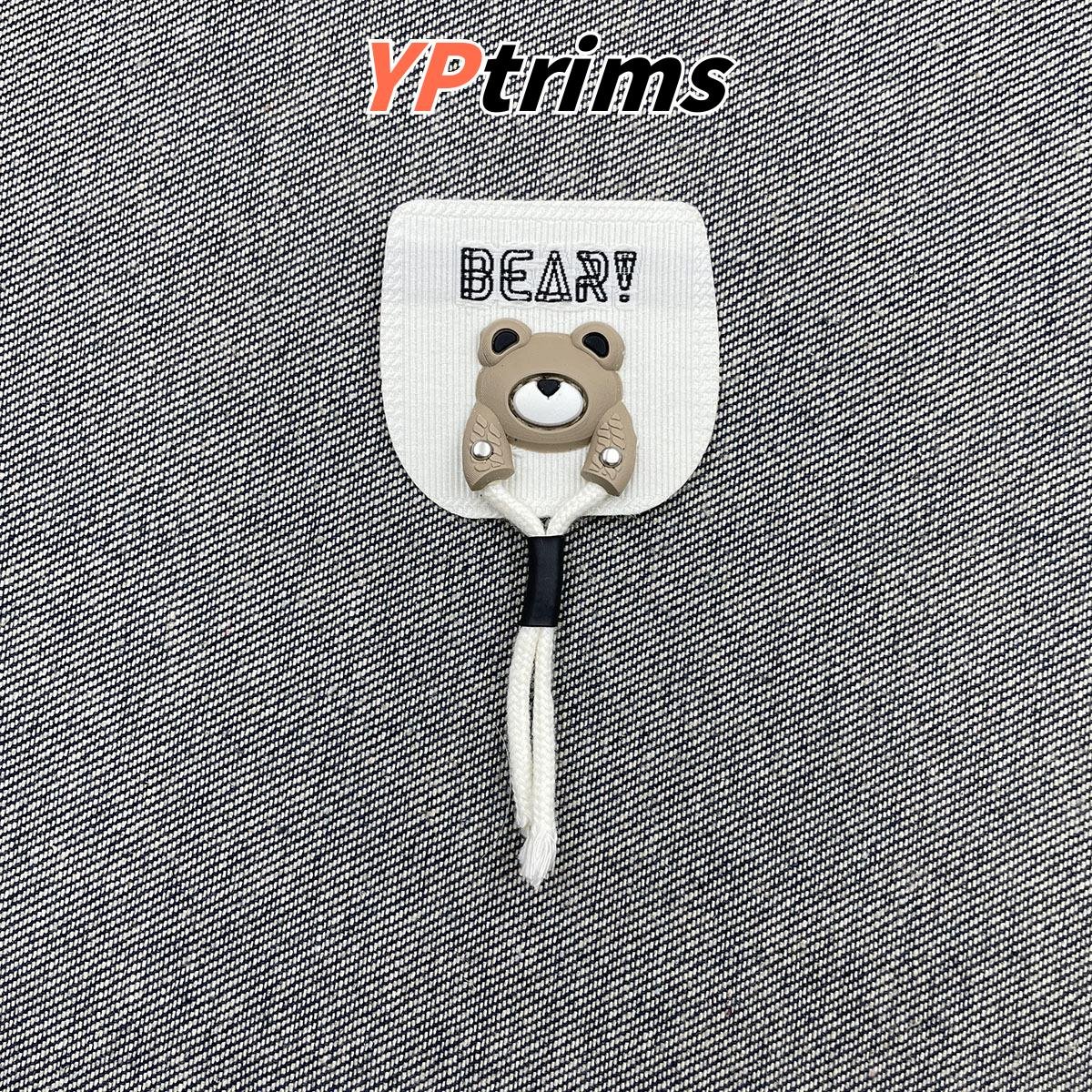 wholesale cute bear cloth patch with string decoration for streetwear & backpacks – clothing label factory