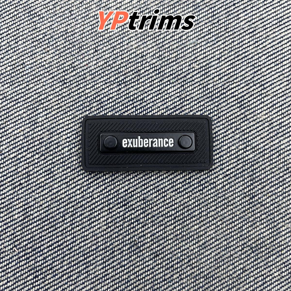 wholesale pvc rectangle metal double layer nameplates with english lettering for trendy bags factory