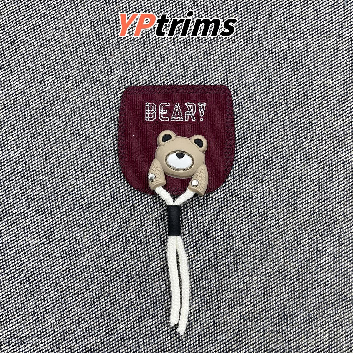 wholesale cute bear cloth patch with string decoration for streetwear & backpacks – clothing label factory