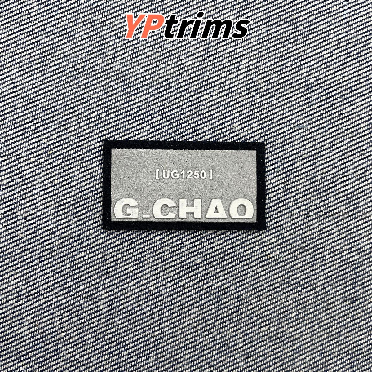 custom rectangle leather patch with 3d english lettering for backpacks & kidswear | factory