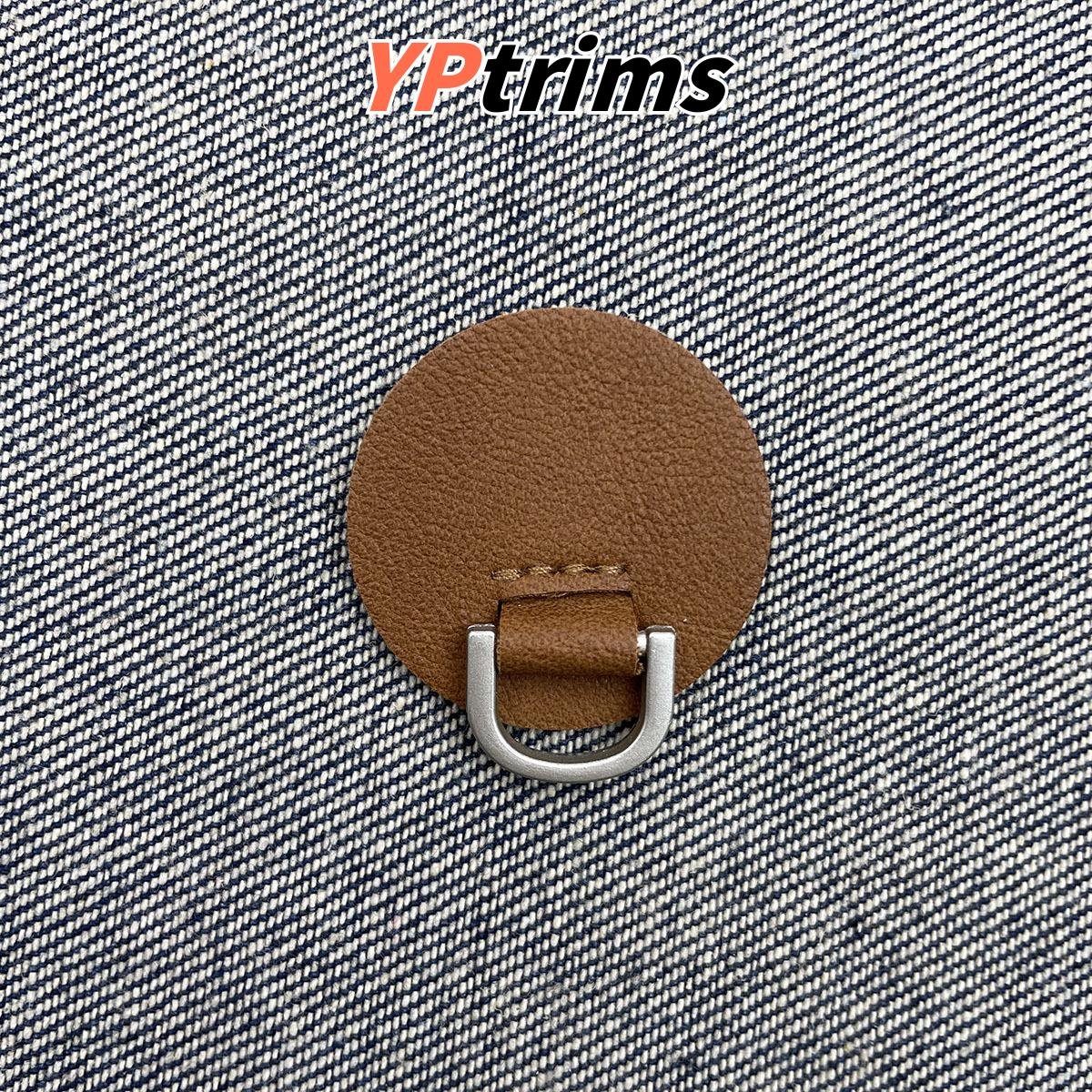 custom round metal ring leather labels for trendy men's bags supplier