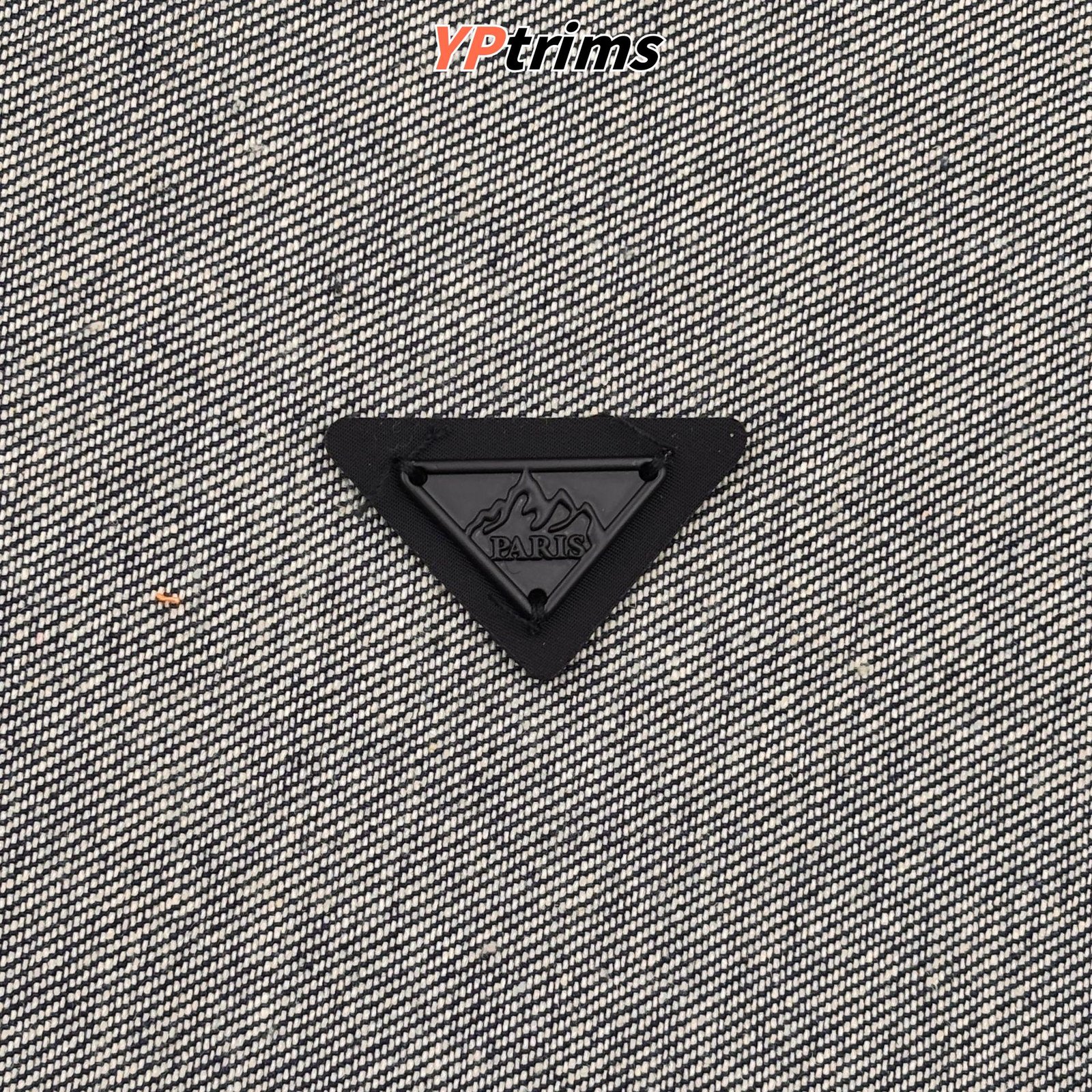 custom mountain triangle metal patch with english letter design for hats & apparel | clothing label factory