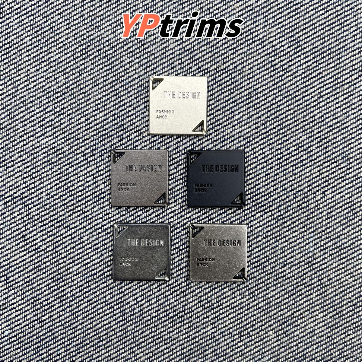 custom square metal hollow-out iron hardware plaque with diagonal hand-sewn edges for trendy backpacks and pet apparel - decor trim factory