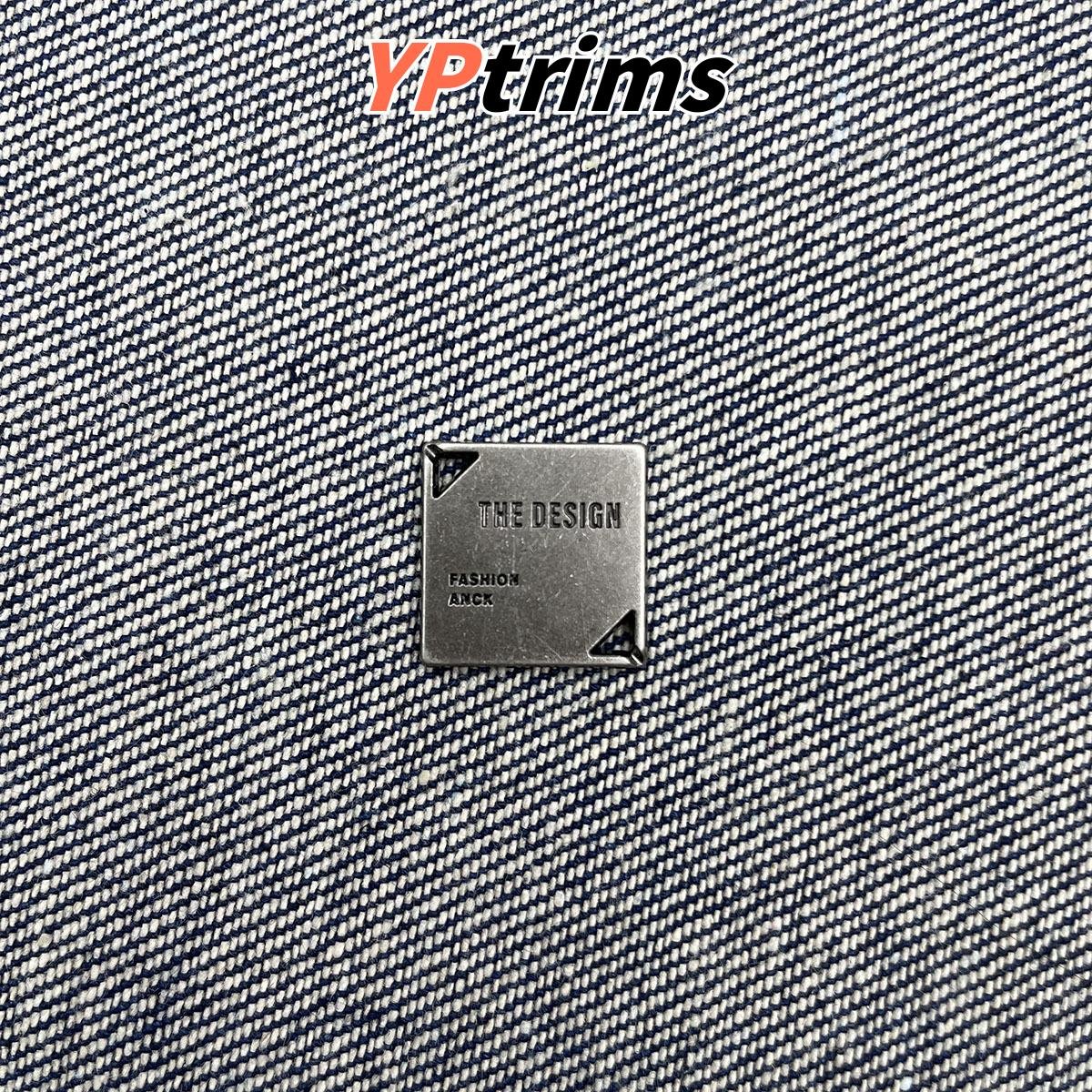 custom square metal hollow-out iron hardware plaque with diagonal hand-sewn edges for trendy backpacks and pet apparel - decor trim factory