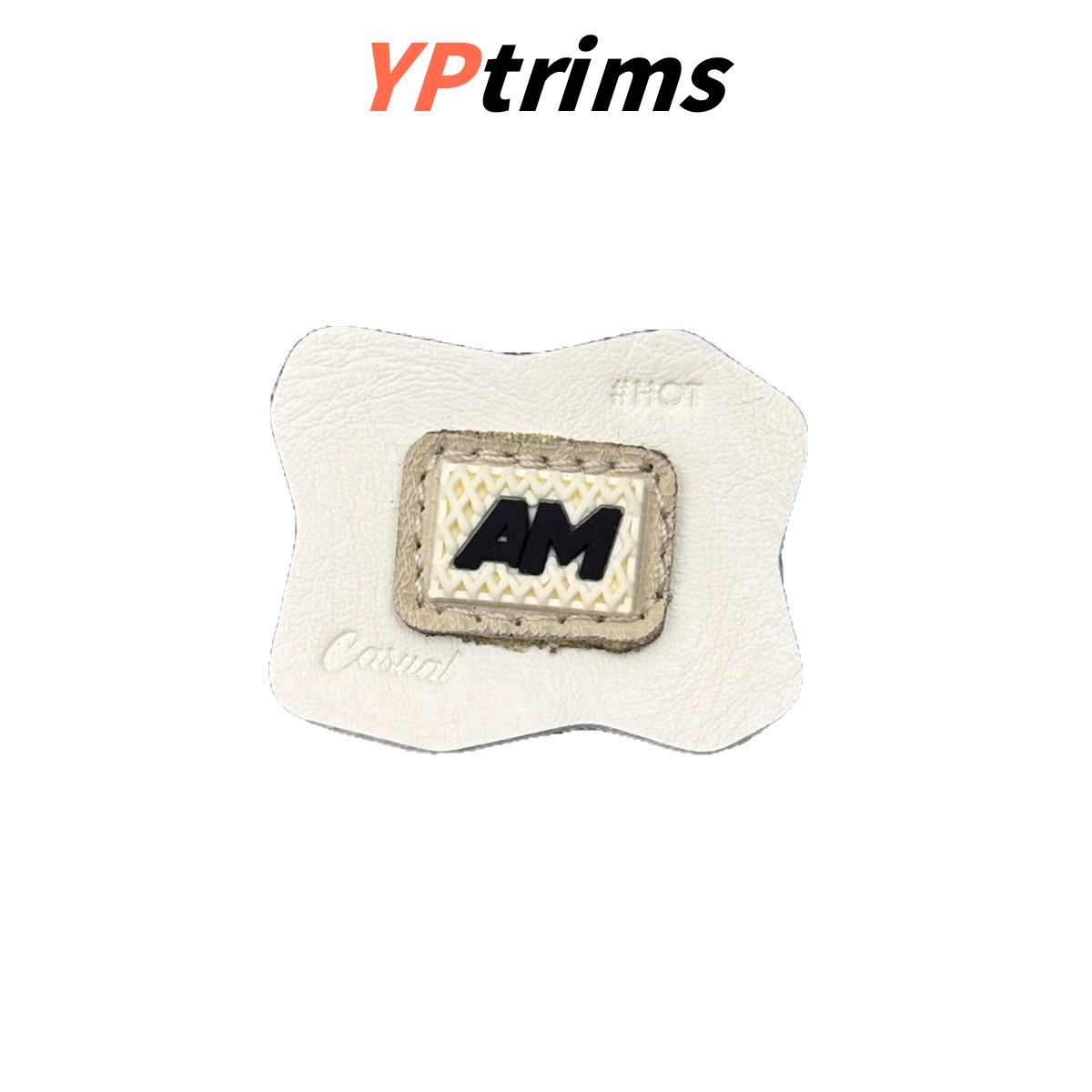 custom double-layer irregular combination leather label with english letters for trendy men's clothing