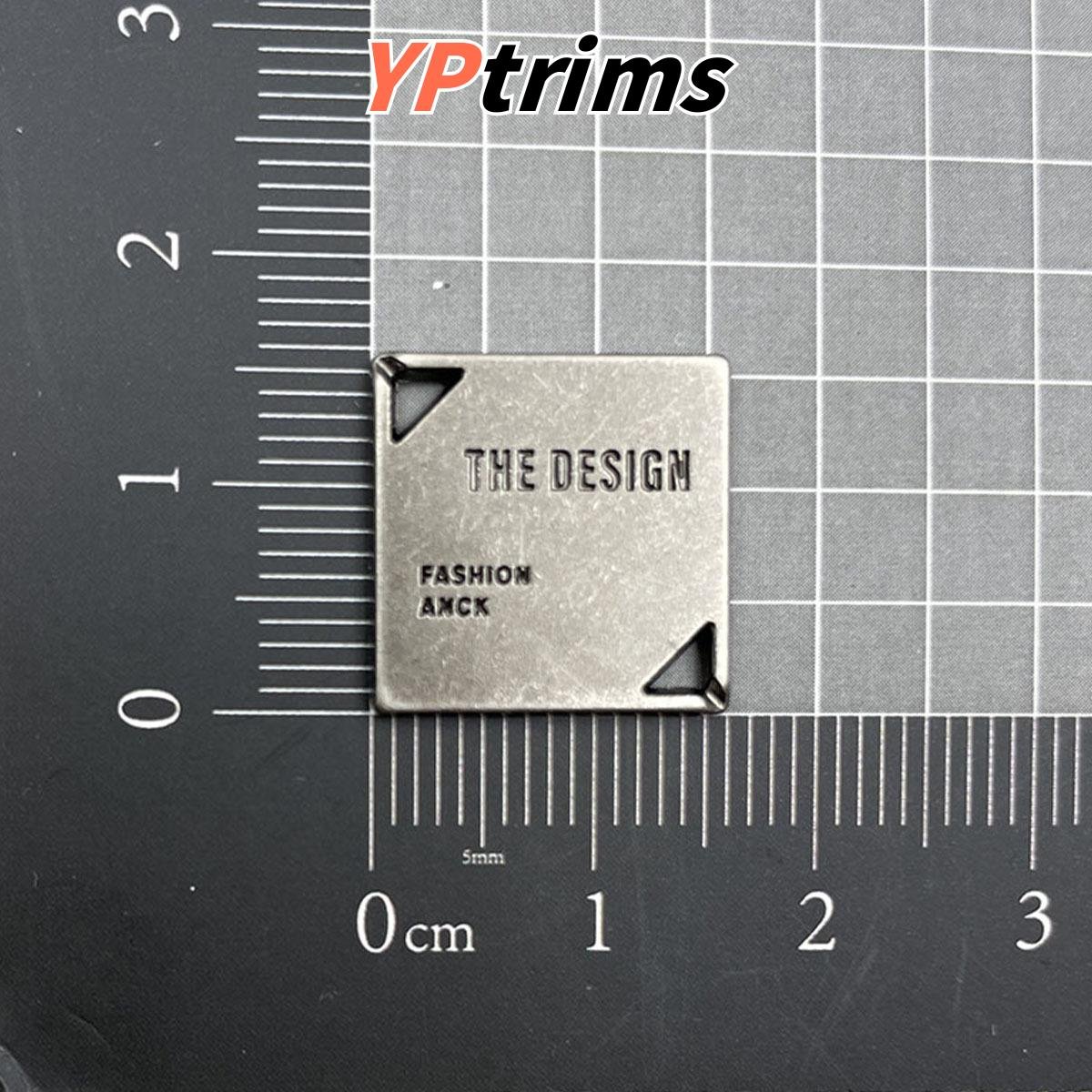 custom square metal hollow-out iron hardware plaque with diagonal hand-sewn edges for trendy backpacks and pet apparel - decor trim factory