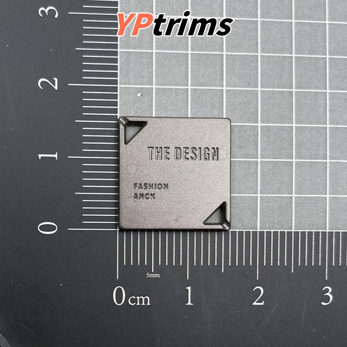 custom square metal hollow-out iron hardware plaque with diagonal hand-sewn edges for trendy backpacks and pet apparel - decor trim factory