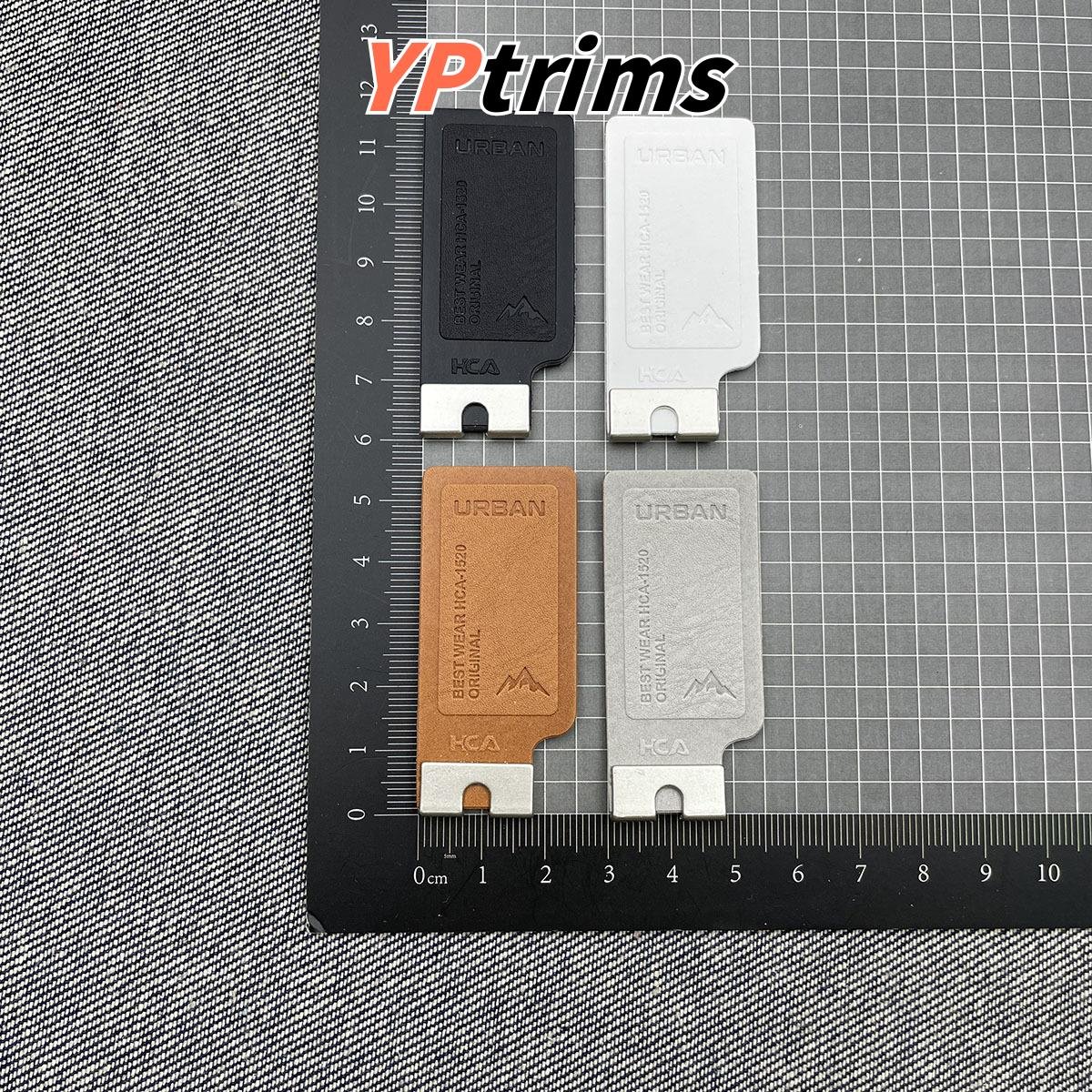 custom mountain pattern outdoor style metal decorated leather label for men's clothing accessories