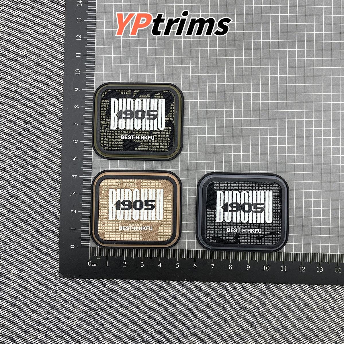 custom small square mosaic pvc drip silicone english decor badge for trendy down jackets and shirt chests - fashion label factory