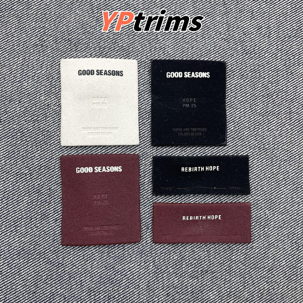 bulk minimalist brushed leather patches with english inscription for apparel front tags - trim wholesaler