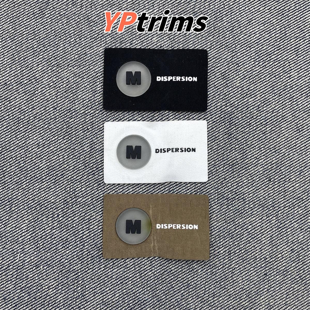 wholesale translucent m monogram rectangle cloth label for fashion men's outerwear and bag accents - trim supplier