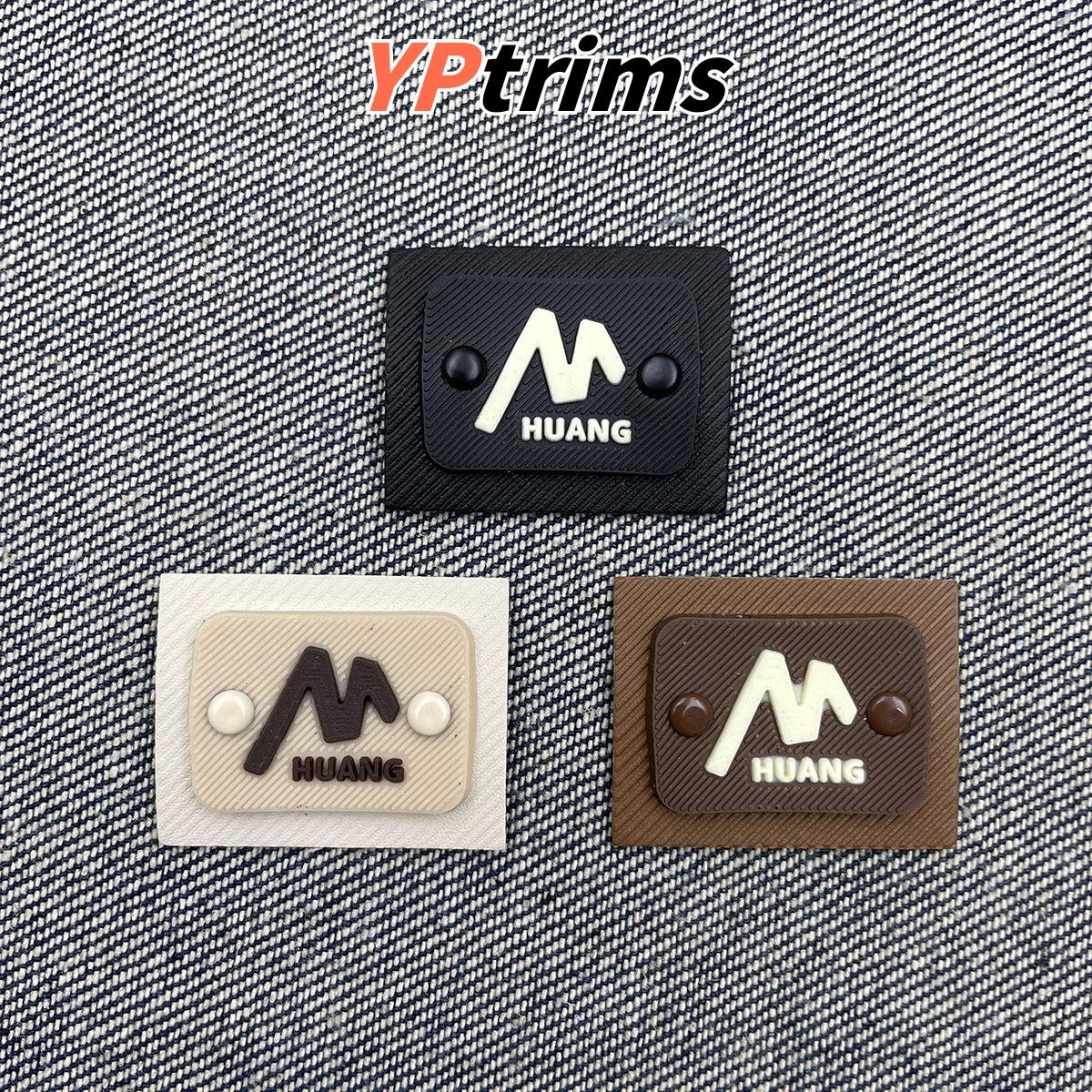 custom pvc round rivet decorative label with english letter m double-layer leather for trendy pet backpacks and clothing - accessory factory