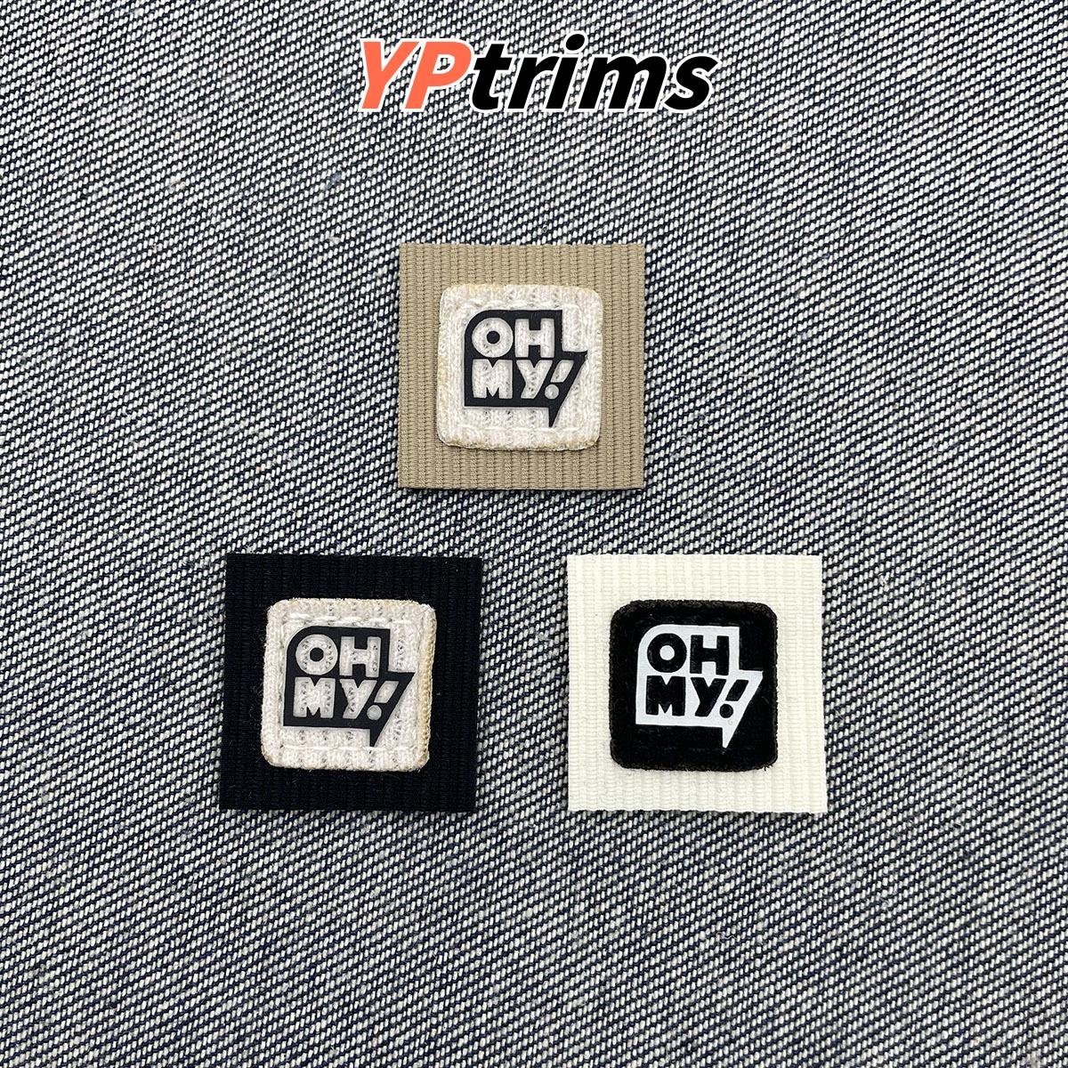 custom double-layer sewn square vertical stripe fabric label for trendy kids' clothing and backpack decor - youth trim factory