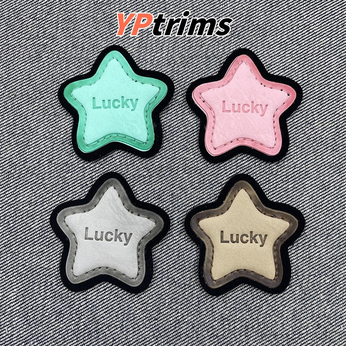wholesale star shaped cute leather badge for fashion child footwear and youth bag trims