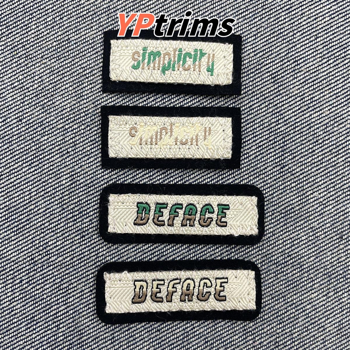 wholesale two-tier woven rectangle fabric badge for fashion animal apparel and male trims