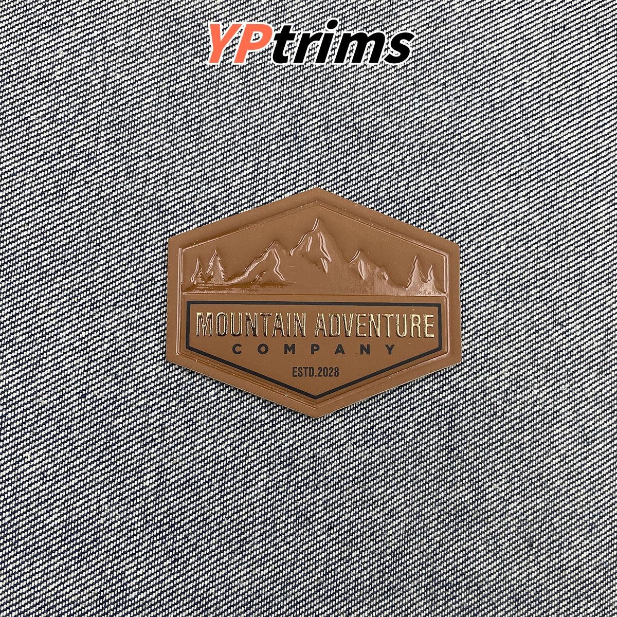 wholesale sparkling silver laser english diamond faux leather badge for trendy puffer men's apparel