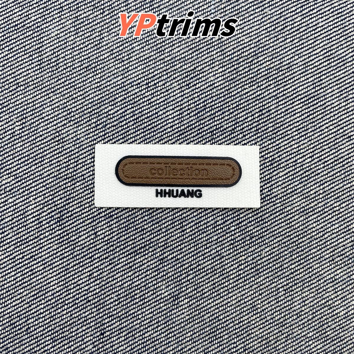 wholesale leather-cloth mixed rectangle badge for fashion animal apparel and bag accents - accessory supplier