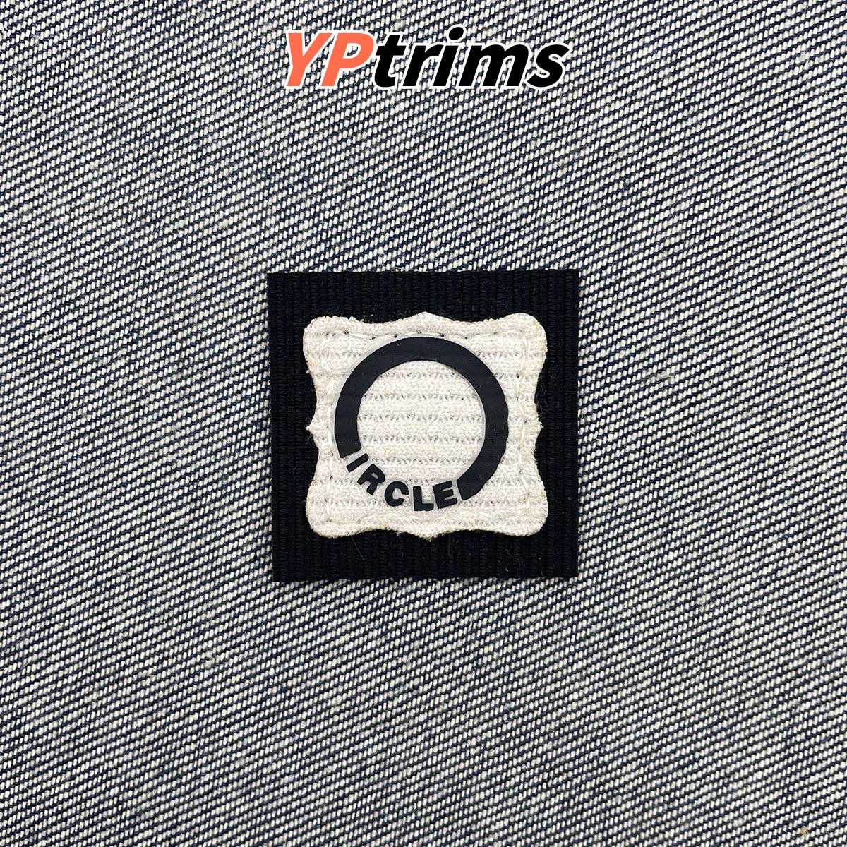 wholesale striped two-tier square woven small badge for fashion animal apparel and male bag trims