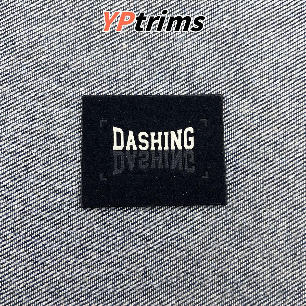 custom black white minimalist suede english leather label for shirt pant chest decor - apparel trim factory