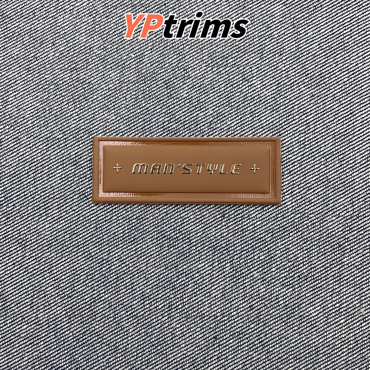custom rectangular laser dazzling leather label for trendy men's down jackets and shirts