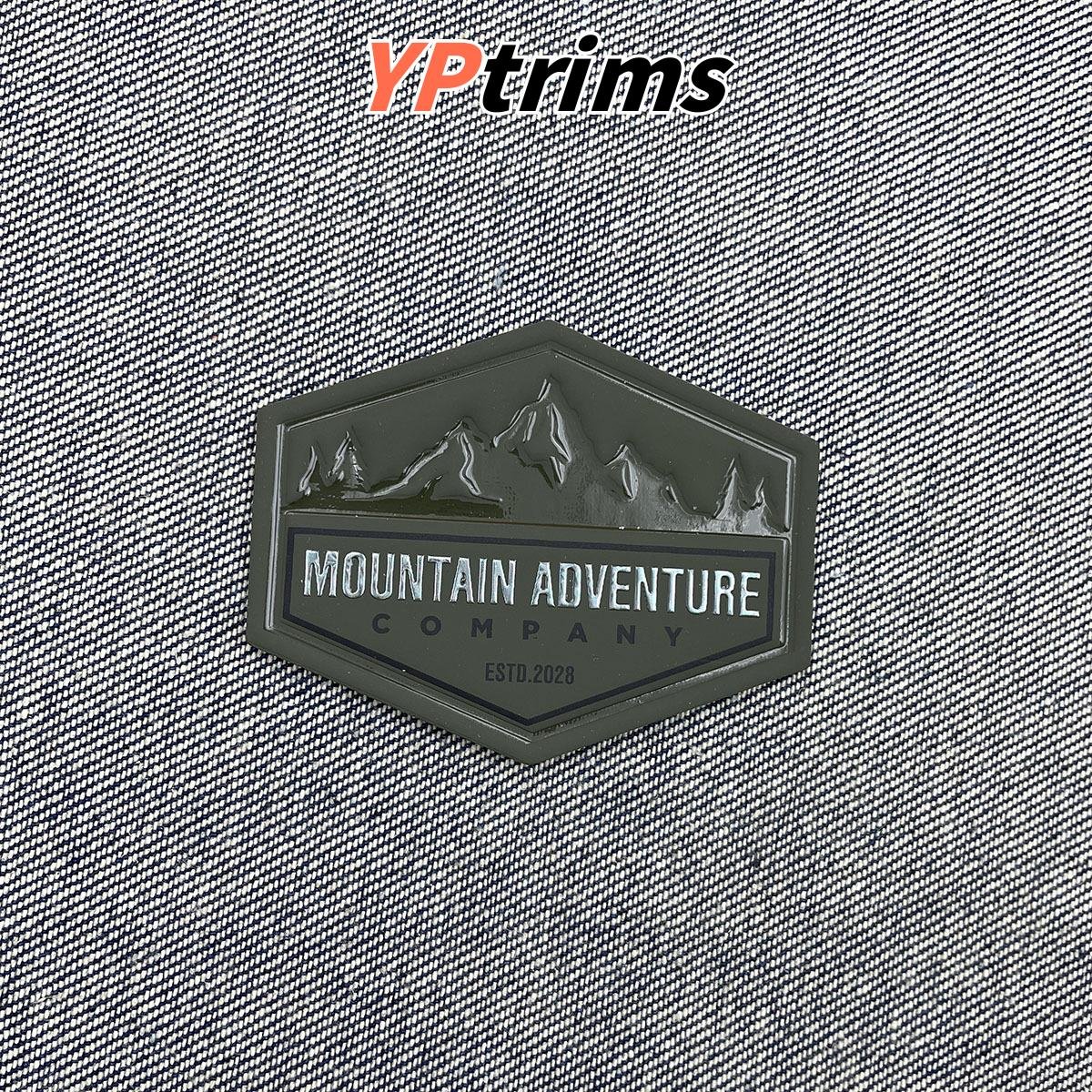 wholesale sparkling silver laser english diamond faux leather badge for trendy puffer men's apparel