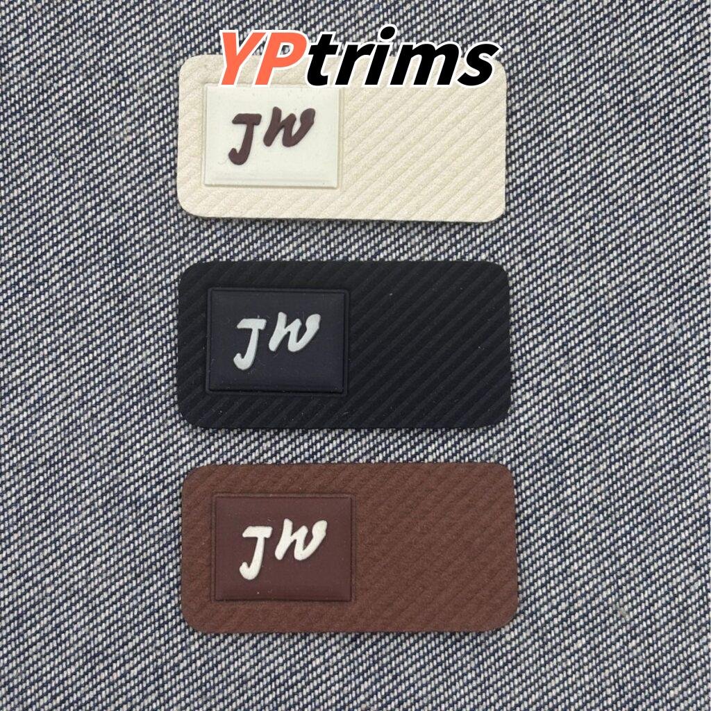 custom embossed twill pressed decorative leather letter label for trendy men's clothing and pants
