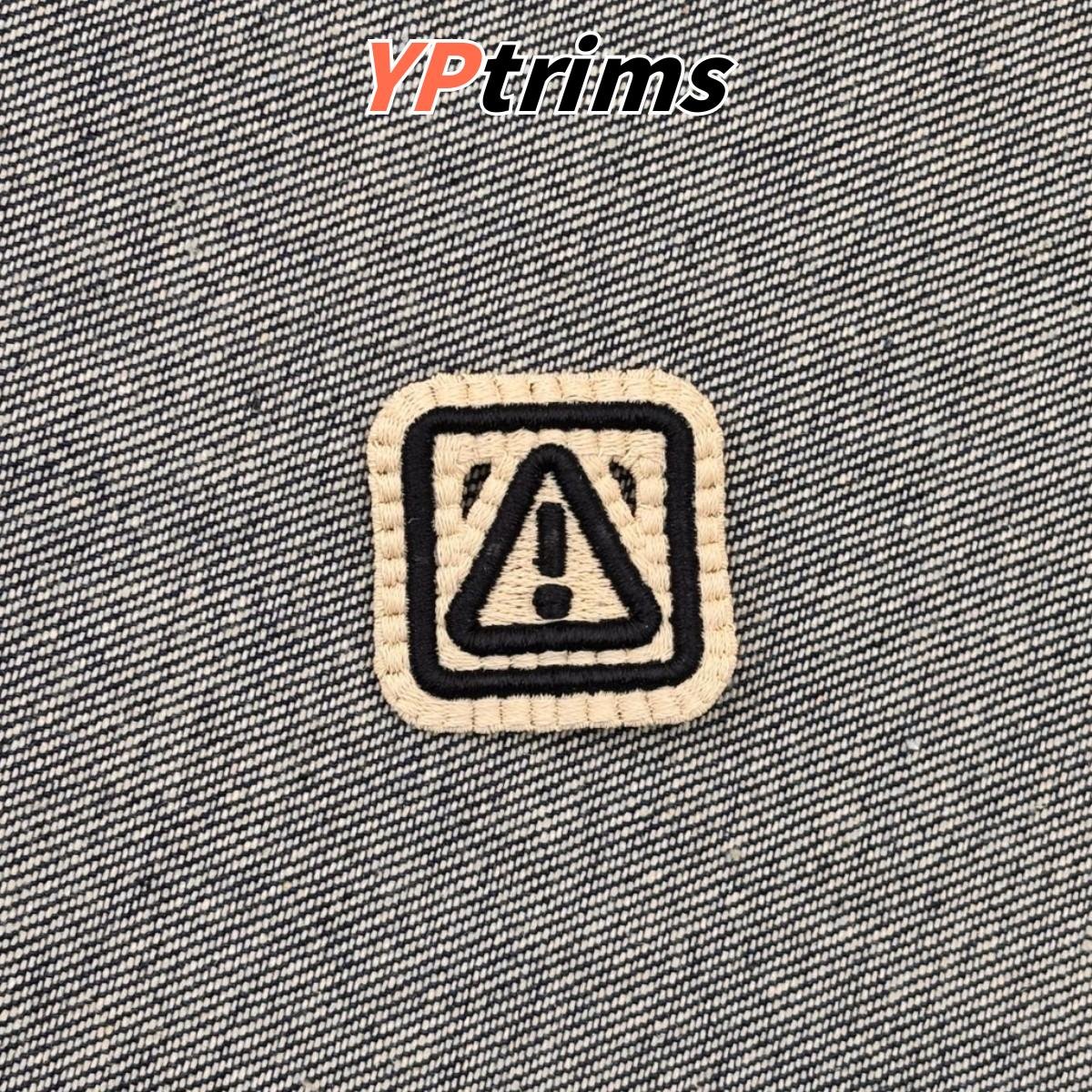 custom triangle letter m square smiley face 3d full embroidery label for trendy pet clothing accessories