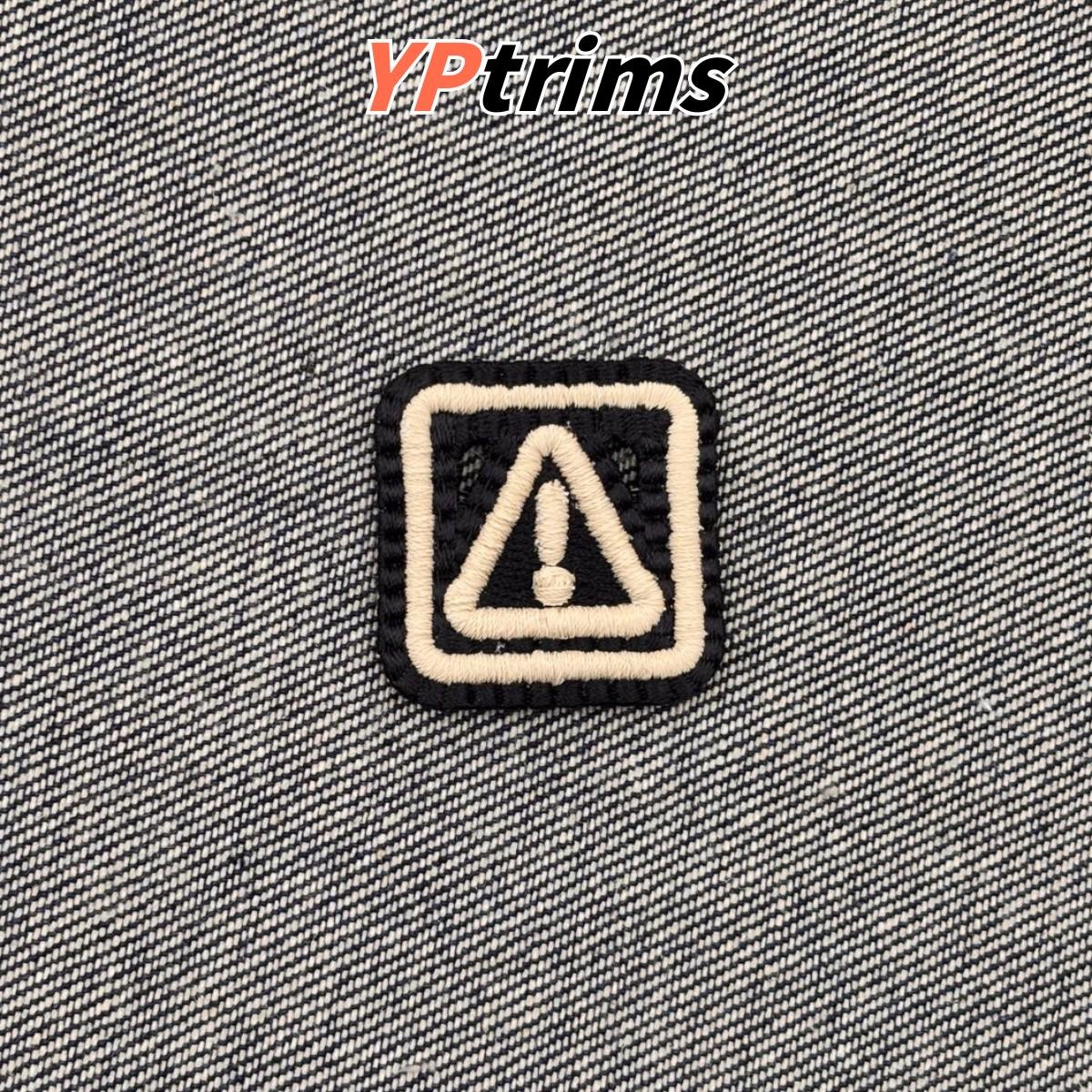 custom triangle letter m square smiley face 3d full embroidery label for trendy pet clothing accessories