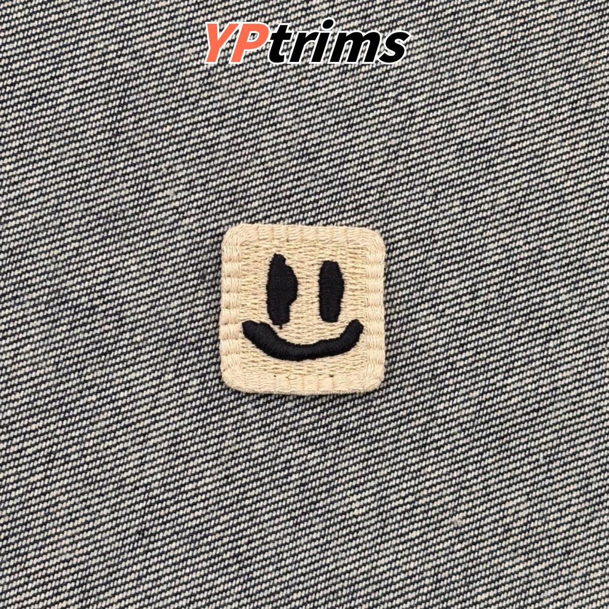 custom triangle letter m square smiley face 3d full embroidery label for trendy pet clothing accessories