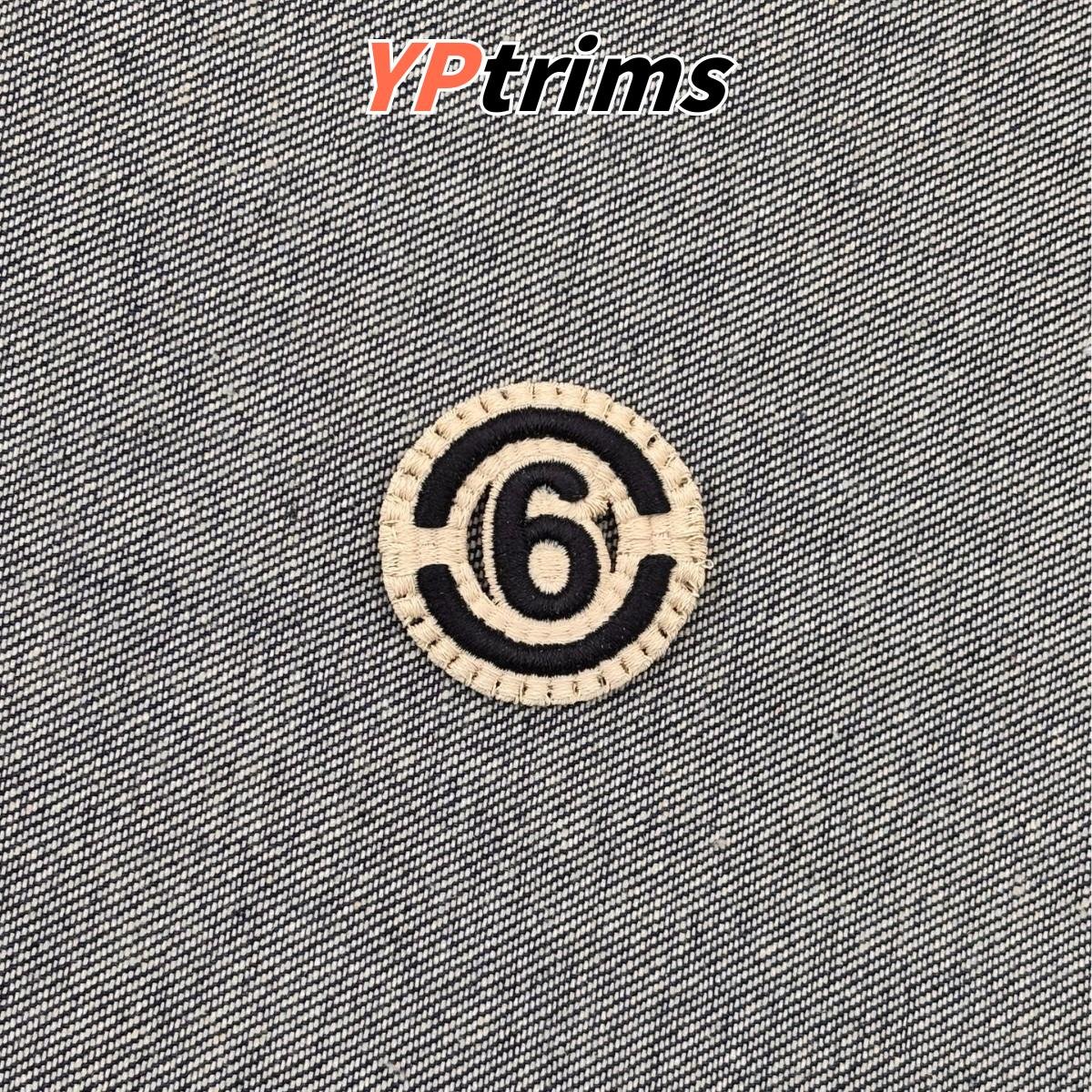 custom triangle letter m square smiley face 3d full embroidery label for trendy pet clothing accessories