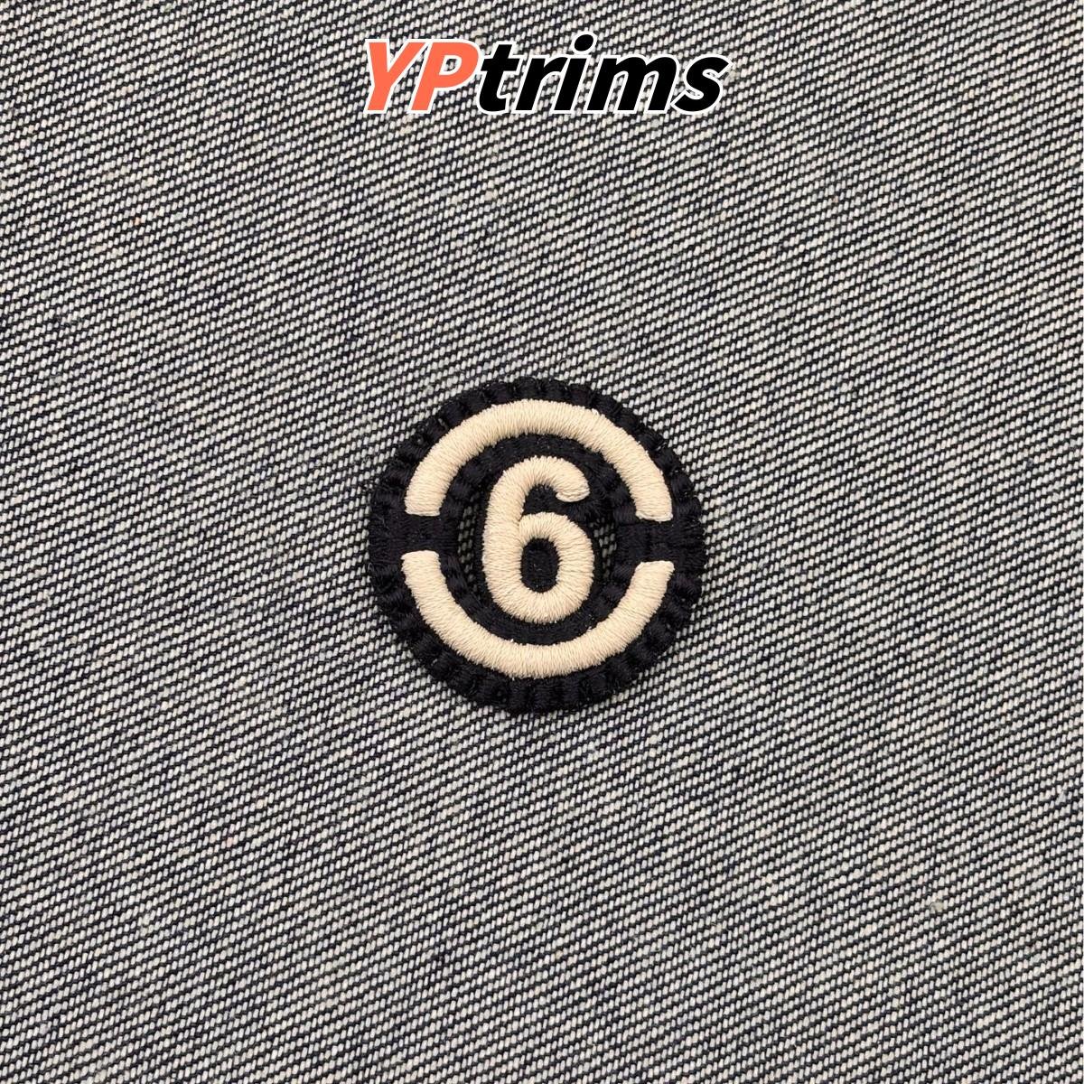 custom triangle letter m square smiley face 3d full embroidery label for trendy pet clothing accessories