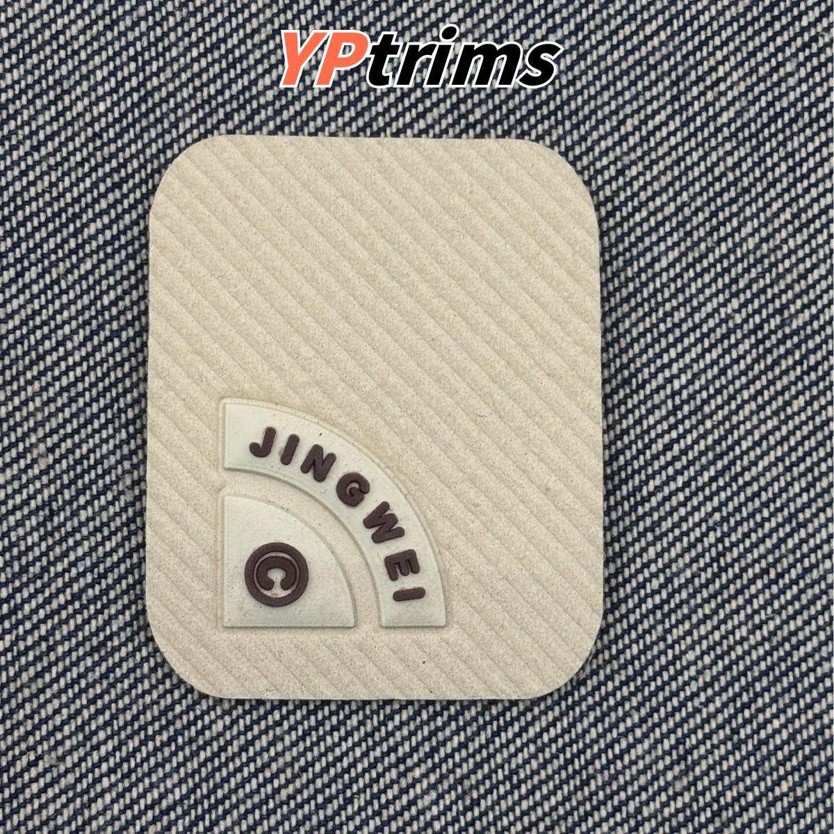custom embossed twill decorative leather letter label for trendy men's clothing and pants
