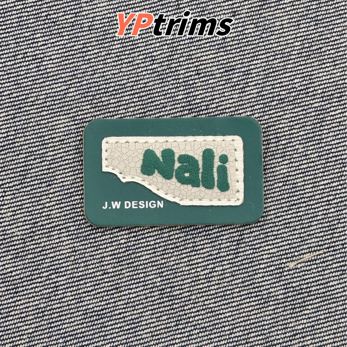 custom rectangular english letter cracked texture green label for trendy clothing accessories