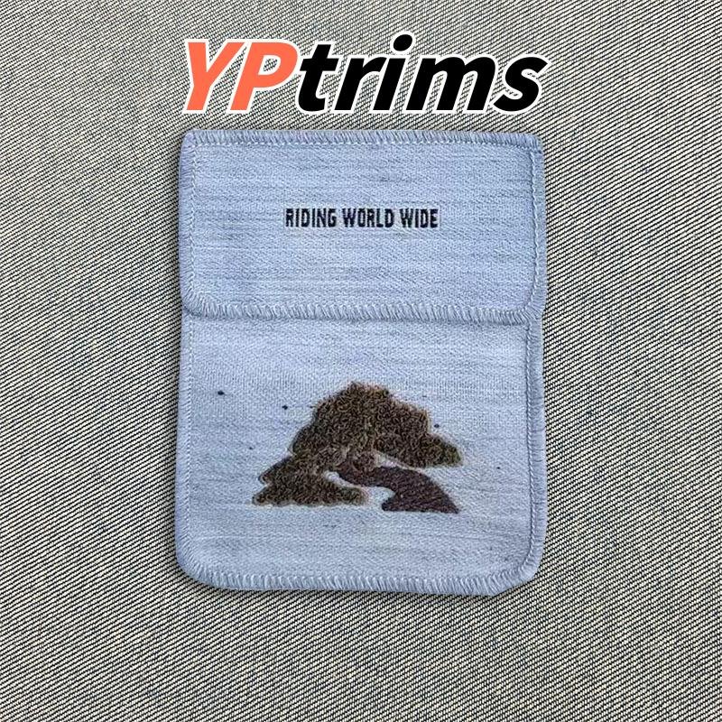 custom pocket shape decorative fabric label with pine tree pattern in black white gray for trendy men's clothing